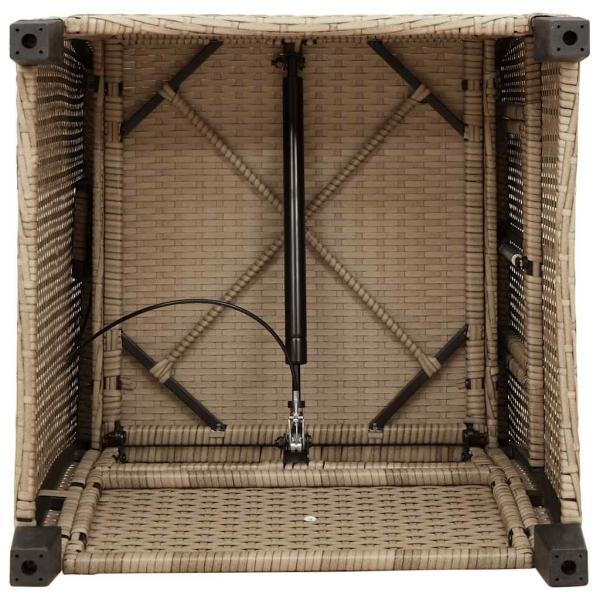 Gartensessel mit Beistelltisch Verstellbar Beige Poly Rattan