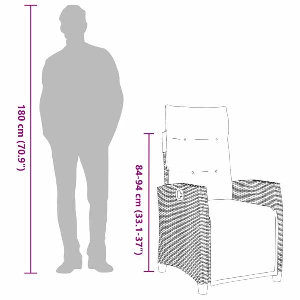 Gartensessel mit Beistelltisch Verstellbar Schwarz Poly Rattan