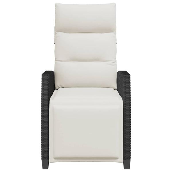 Gartensessel mit Beistelltisch Verstellbar Schwarz Poly Rattan