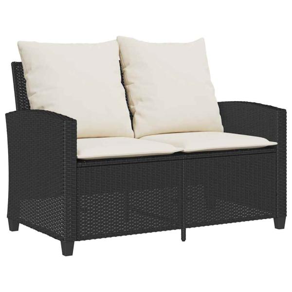 6-tlg. Garten-Sofagarnitur mit Kissen Schwarz Poly Rattan