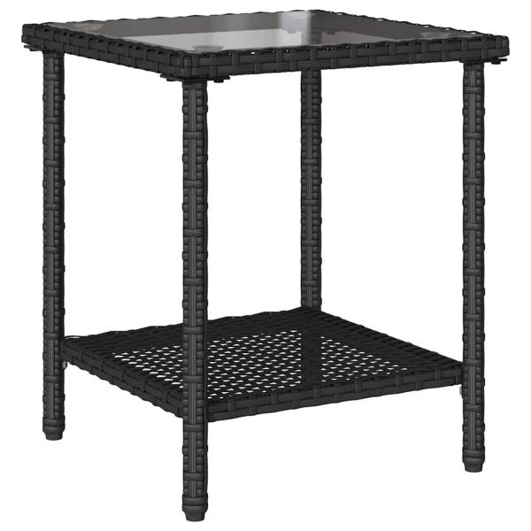 Gartensofa in L-Form mit Tisch und Kissen Schwarz Poly Rattan