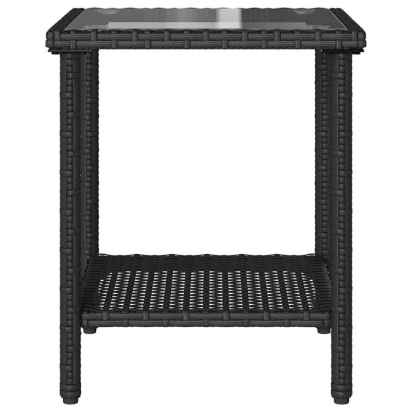 Gartensofa in L-Form mit Tisch und Kissen Schwarz Poly Rattan