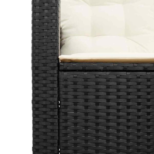 Gartensofa in L-Form mit Tisch und Kissen Schwarz Poly Rattan