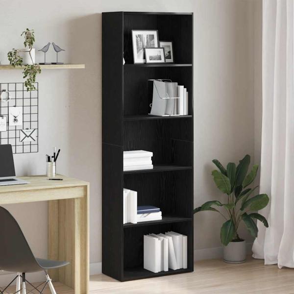 ARDEBO.de - Bücherregal Schwarz Eichen-Optik 60x30x189 cm Holzwerkstoff