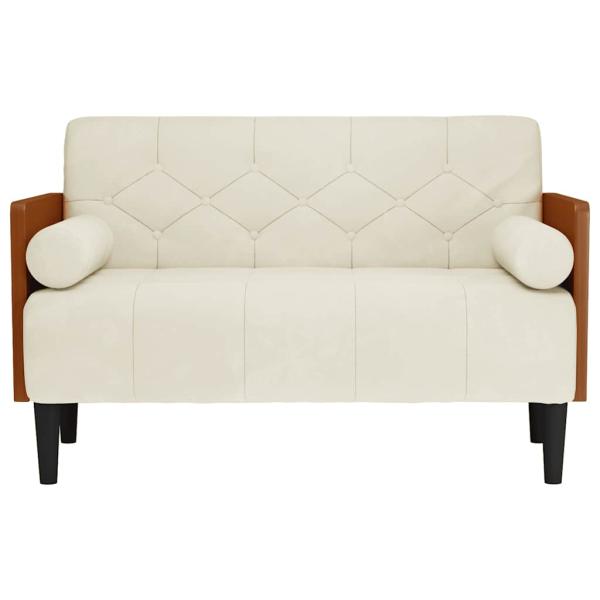 Zweisitzer-Sofa mit Nackenrollen Creme 110 cm Samt