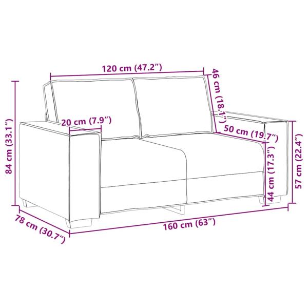 2-Sitzer-Sofa Rosa 120 cm Samt