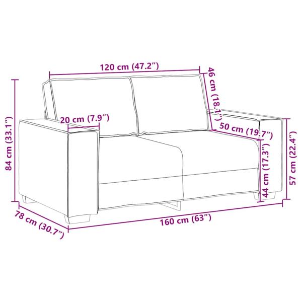 2-Sitzer-Sofa Dunkelgrau 120 cm Samt