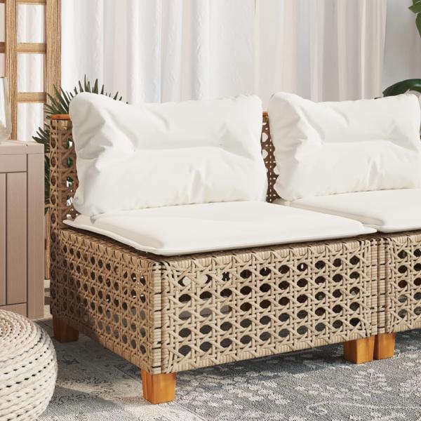ARDEBO.de - Gartensofa ohne Armlehnen mit Kissen Beige Poly Rattan