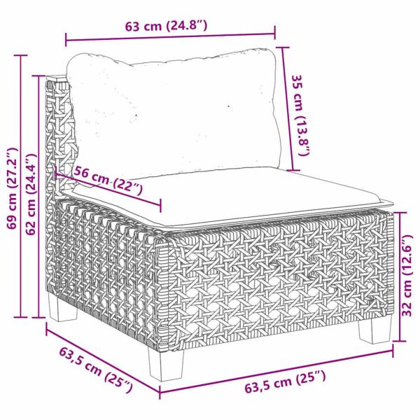 7-tlg. Garten-Sofagarnitur mit Kissen Beige Poly Rattan