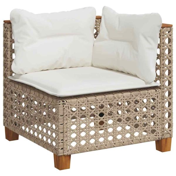 6-tlg. Garten-Sofagarnitur mit Kissen Beige Poly Rattan