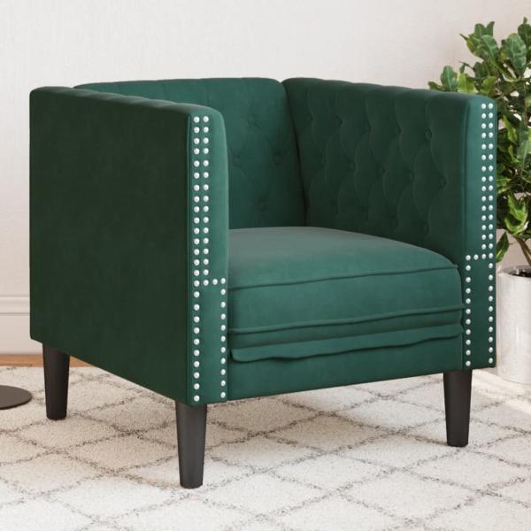ARDEBO.de - Chesterfield-Sessel Dunkelgrün Samt