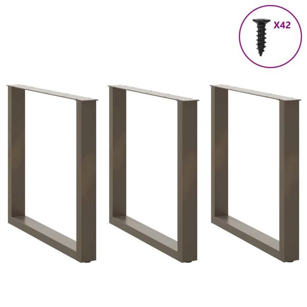 Couchtischbeine U-Form 3 Stk. Naturstahl 80x(72-73) cm Stahl