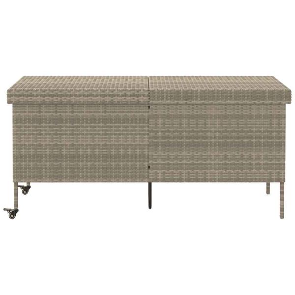 Gartentruhe mit Rollen Hellgrau 160x55x75 cm Poly Rattan