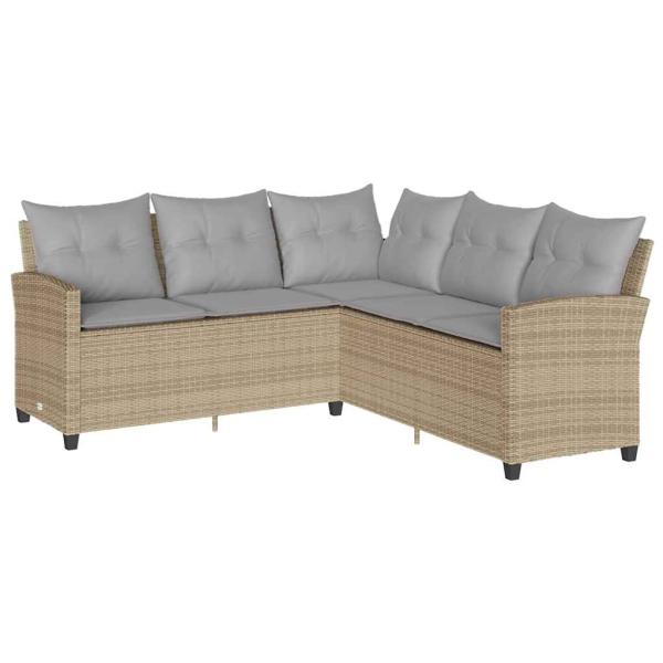 L-förmiges Couchsofa mit Kissen Beige Polyrattan