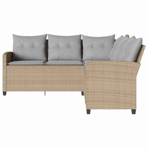 L-förmiges Couchsofa mit Kissen Beige Polyrattan