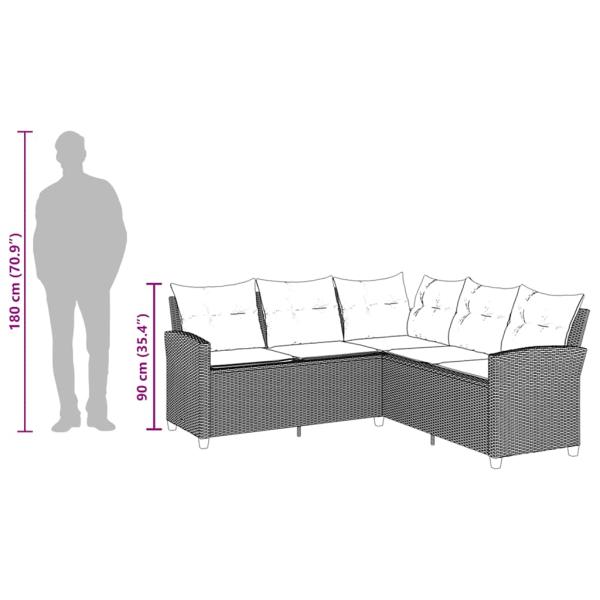 L-förmiges Couchsofa mit Kissen Beige Polyrattan