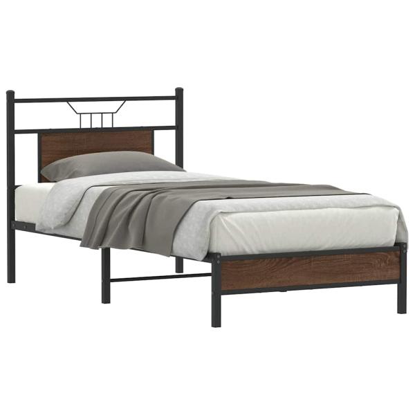 ARDEBO.de - Bettgestell ohne Matratze Braun Eiche 90x190 cm Holzwerkstoff