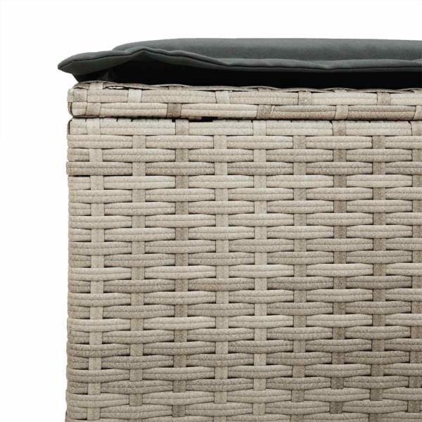 4-tlg. Garten-Sofagarnitur mit Kissen Hellgrau Poly Rattan