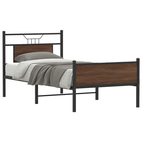 ARDEBO.de - Bettgestell ohne Matratze Braun Eiche 75x190 cm Holzwerkstoff