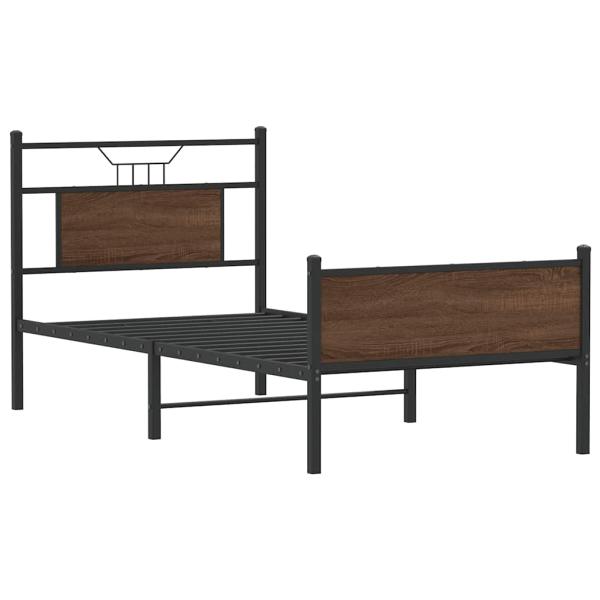 Bettgestell ohne Matratze Braun Eiche 75x190 cm Holzwerkstoff