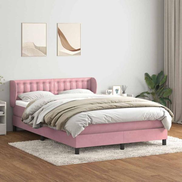 ARDEBO.de - Boxspringbett mit Matratze Rosa 160x220 cm Samt