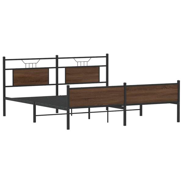 Metallbett ohne Matratze Braun Eichen-Optik 180x200 cm