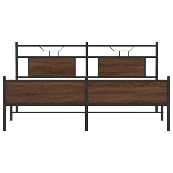 Metallbett ohne Matratze Braun Eichen-Optik 180x200 cm