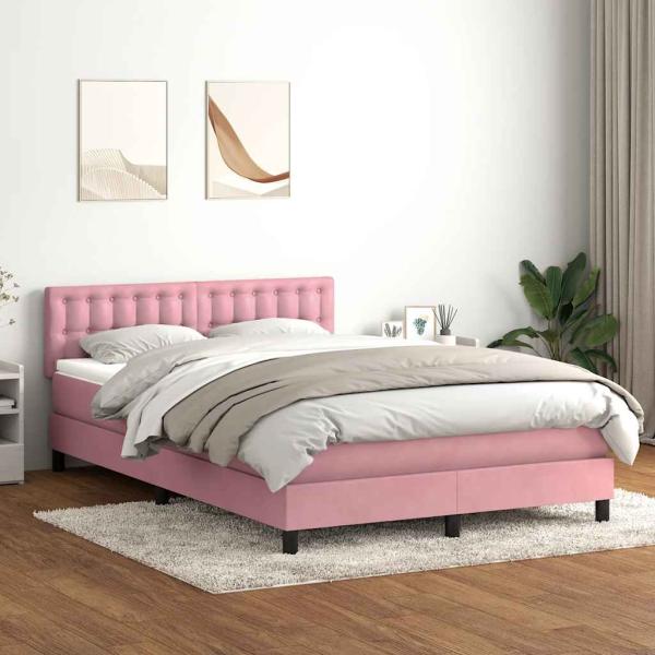 ARDEBO.de - Boxspringbett mit Matratze Rosa 160x220 cm Samt