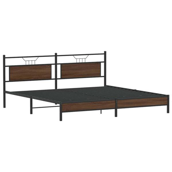 Metallbett ohne Matratze Braun Eichen-Optik 193x203 cm