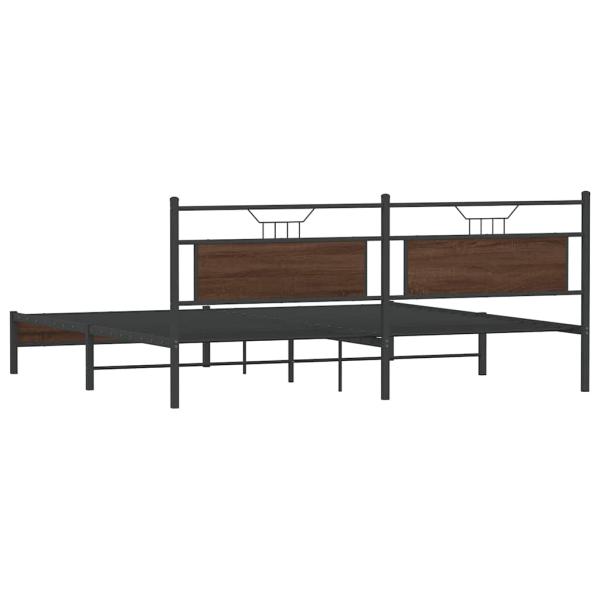 Metallbett ohne Matratze Braun Eichen-Optik 193x203 cm