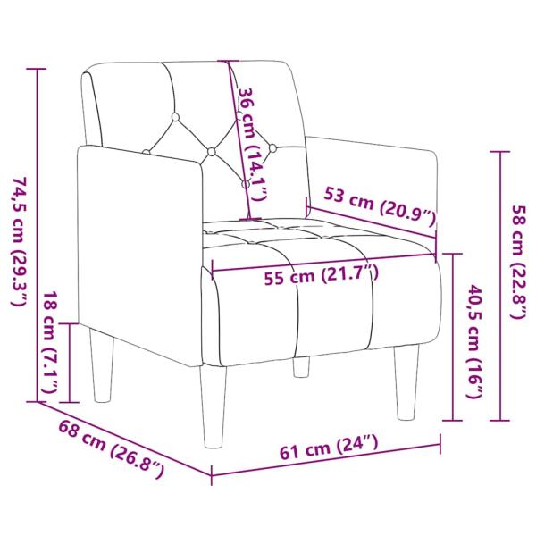 Sessel mit Armlehnen 55 cm Leinen