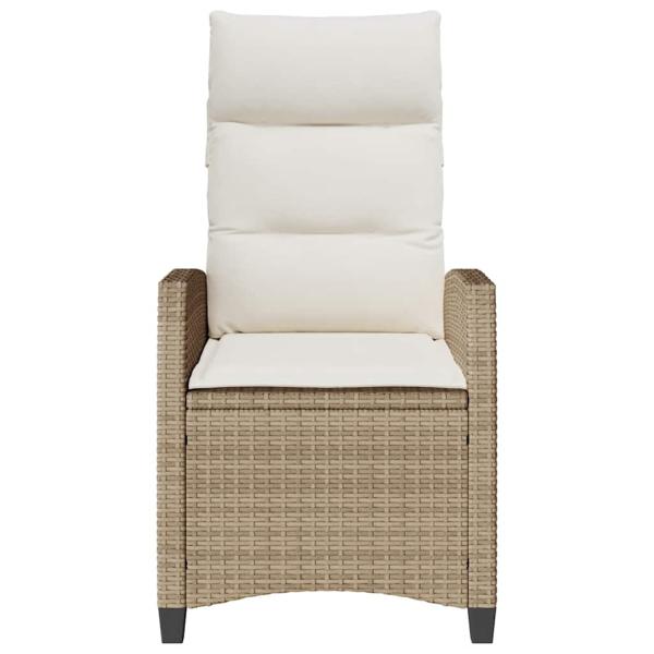 Gartensessel mit Beistelltisch Verstellbar Beige Poly Rattan