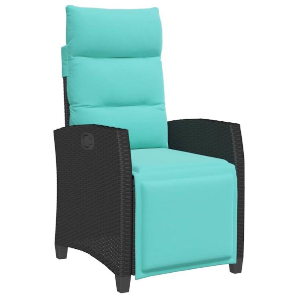 ARDEBO.de - Gartensessel mit Beistelltisch Verstellbar Schwarz Poly Rattan