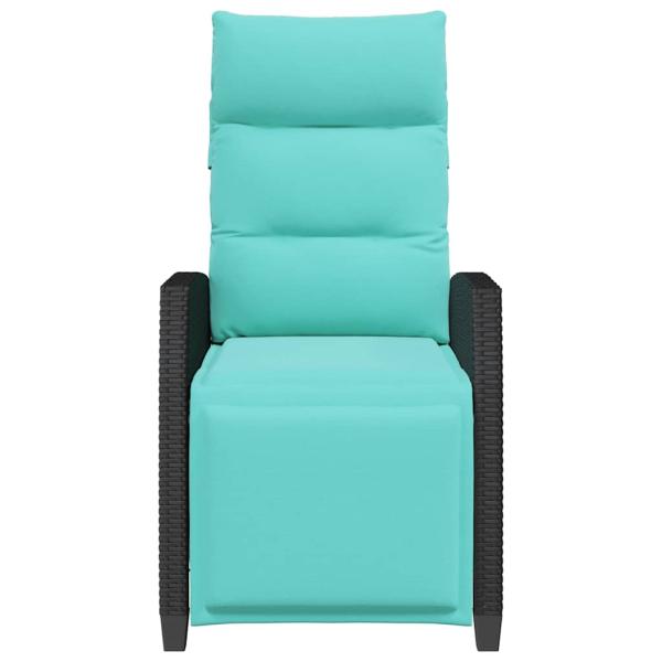 Gartensessel mit Beistelltisch Verstellbar Schwarz Poly Rattan