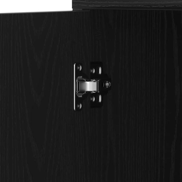 Badschrank Schwarz Eichen-Optik 30x30x183,5 cm Holzwerkstoff