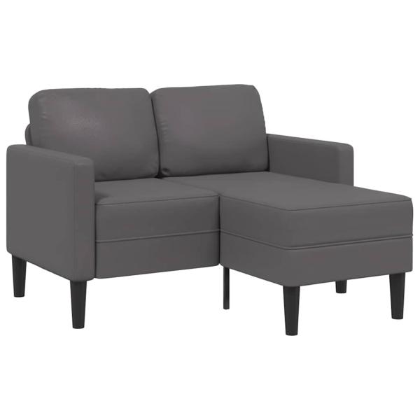 ARDEBO.de - 2-Sitzer-Sofa mit Chaiselongue L-Form Grau 125 cm Kunstleder