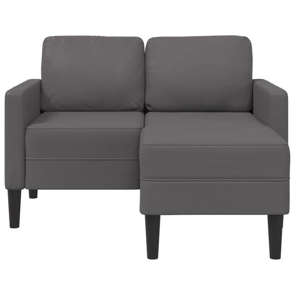 2-Sitzer-Sofa mit Chaiselongue L-Form Grau 125 cm Kunstleder