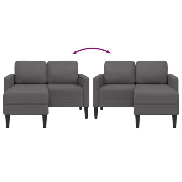 2-Sitzer-Sofa mit Chaiselongue L-Form Grau 125 cm Kunstleder
