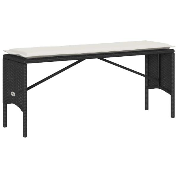 3-tlg. Garten-Essgruppe mit Kissen Schwarz Poly Rattan