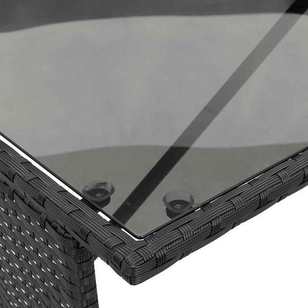 3-tlg. Garten-Essgruppe mit Kissen Schwarz Poly Rattan