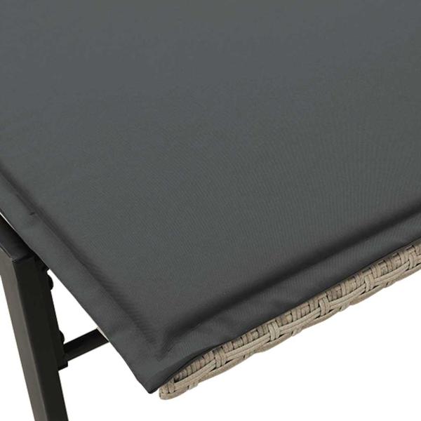 Sonnenliege mit Auflage Hellgrau Poly Rattan