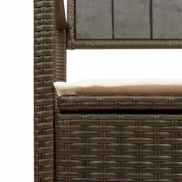 Gartenbank mit Stauraum und Kissen Braun Poly Rattan