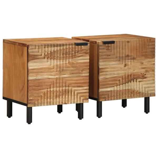 ARDEBO.de - Nachttische 2 Stk. 40x33x46 cm Massivholz Akazie