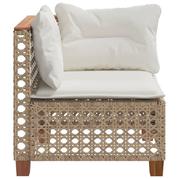 Garten-Ecksofa mit Kissen Beige Poly Rattan