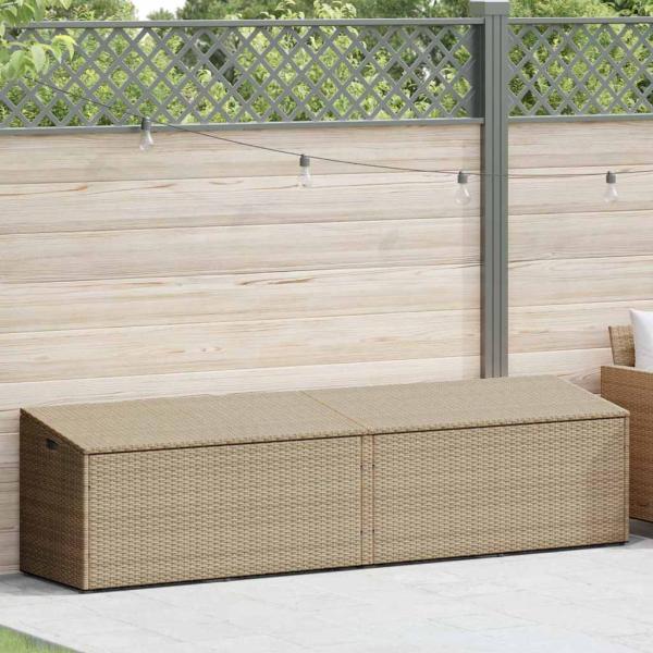 Garten-Auflagenbox Beige 220x50x58 cm Poly Rattan