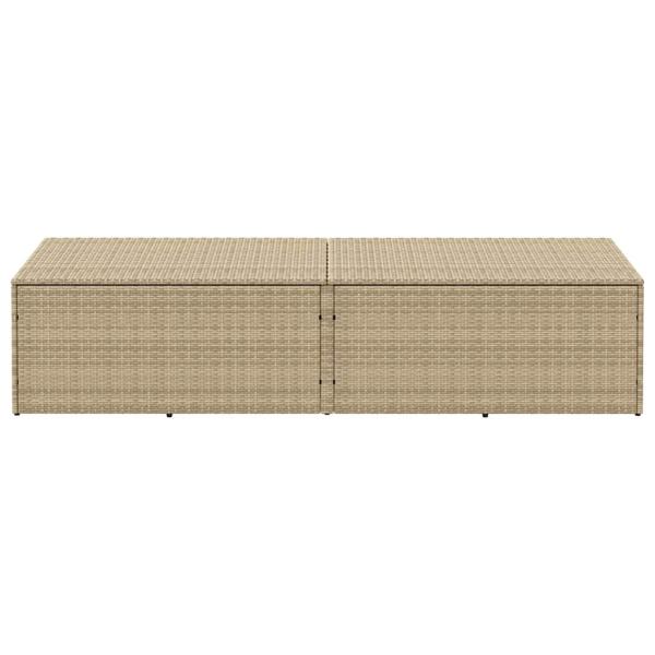 Garten-Auflagenbox Beige 220x50x58 cm Poly Rattan