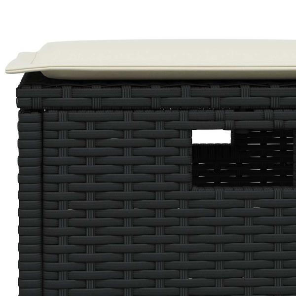 5-tlg. Garten-Essgruppe mit Kissen Schwarz Poly Rattan