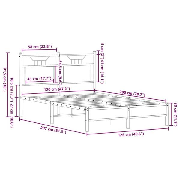 Bettgestell ohne Matratze Braun Eiche 120x200 cm Holzwerkstoff