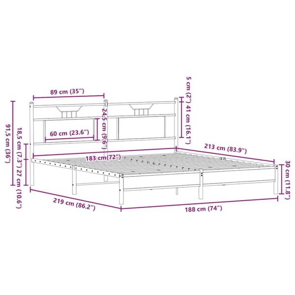 Bettgestell ohne Matratze Braun Eichen-Optik 183x213 cm