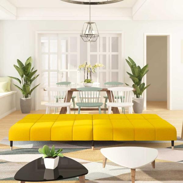 Schlafsofa 2-Sitzer Gelb Samt